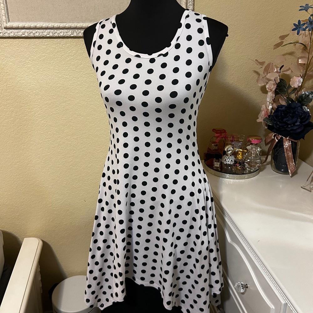 BFamous “USA” White and Black Polka Dot Sleeveless Tunic